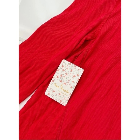 Free People Womens Sz S Red Choker Collar Turtleneck Swing Tunic Top Blouse - Picture 5 of 8